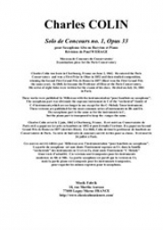 ソロ・ド・コンクール・作品33 （チャールズ・コラン）（バリトンサックス+ピアノ）【Solo de Concours No.1 Op.33】