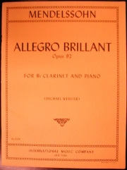 華麗なアレグロ Op.92（メンデルスゾーン）（クラリネット+ピアノ））（クラリネット＋ピアノ）【Allegro Brillant  Opus 92】