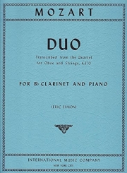 二重奏曲（オーボエ四重奏曲より）（モーツァルト）（クラリネット+ピアノ）【Duo(transcribed from Quartet for Oboe & Strings)】