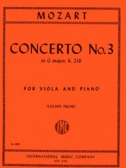 ヴァイオリン協奏曲・No.3・ト長調・ K. 216（モーツァルト）（ヴィオラ+ピアノ）【Violin Concerto No.3 in G major, K.216】