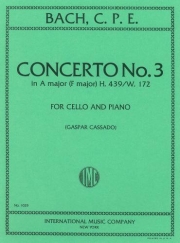 協奏曲3番・イ長調（カール・フィリップ・エマヌエル・バッハ）（チェロ+ピアノ）【Concerto No. 3 in A major】