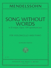 無言歌・ニ長調・Op.109（フェリックス・メンデルスゾーン）（チェロ+ピアノ）【Song Without Words in D major, Opus 109 post.】