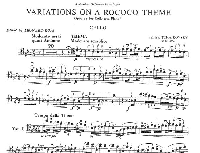 ロココの主題による変奏曲・Op.33（チャイコフスキー）（チェロ+ピアノ 