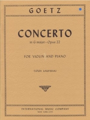 協奏曲・ト長調・Op.22（ヘルマン・ゲッツ）（ヴァイオリン+ピアノ）【Concerto in G major, Opus 22】