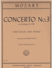 協奏曲・No.3・ト長調・K. 216（モーツァルト）（ヴァイオリン+ピアノ）【Concerto No. 3 in G major, K. 216 with Cadenzas by EUGENE】