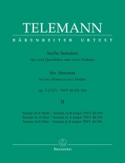 Six Sonatas for Two Flutes Or Two Violins Vol.2, O (フルートニ重奏)【Six Sonatas for Two Flutes Or Two Violins Vol.2, Op.2】