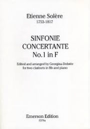 協奏交響曲・No.1・ヘ長調（ペドロ・エティエンヌ・ソレール） (クラリネットニ重奏＋ピアノ）【Sinfonie Concertante No.1 in F】
