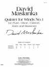 木管五重奏曲・第1番（スコアのみ）　(木管五重奏)【Quintet for Winds No. 1】