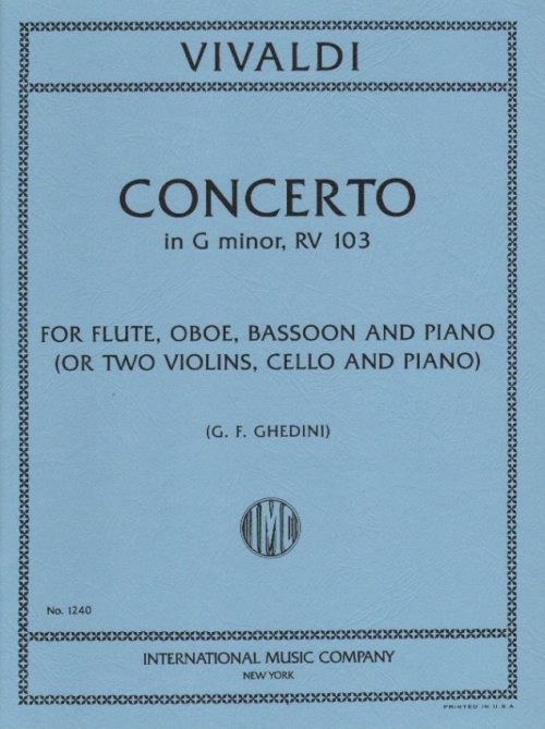 協奏曲・ト長調・RV.103  (アントニオ・ヴィヴァルディ)（弦楽三重奏+ピアノ）【Concerto in G minor, RV 103】
