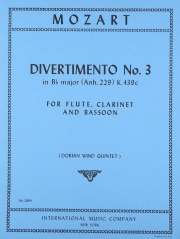 ディヴェルティメント・No.3・変ロ長調・K.439ｃ (Anh. 229)（モーツァルト）　(木管三重奏)【Divertimento No. 3 in B flat major, K. 439c (Anh. 229)】