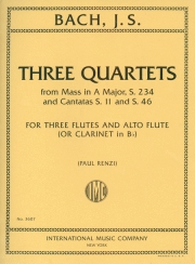 3つの四重奏曲 　 (フルート四重奏)【Three Quartets, from Mass in A major, S. 234 and Cantatas 】