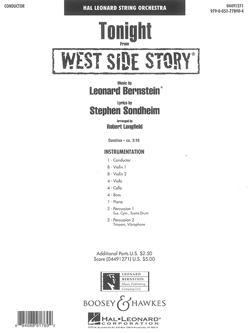 ãƒˆã‚¥ãƒŠã‚¤ãƒˆ ã‚¦ã‚¨ã‚¹ãƒˆ ã‚µã‚¤ãƒ‰ ã‚¹ãƒˆãƒ¼ãƒªãƒ¼ ã‚ˆã‚Š ã‚¹ã‚³ã‚¢ã®ã¿ Tonight From West Side Story å¹å¥æ¥½ã®æ¥½è­œè²©å£²ã¯ãƒŸãƒ¥ãƒ¼ã‚¸ãƒƒã‚¯ã‚¨ã‚¤ãƒˆ