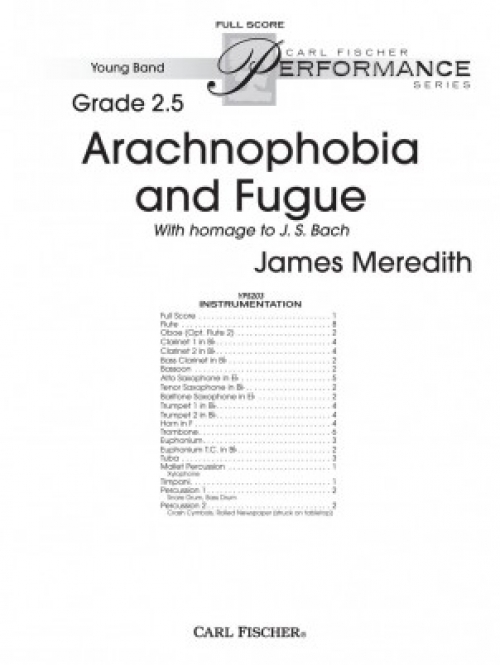 アラクノフォビアとフーガ ジェームズ メレディス スコアのみ Arachnophobia And Fugue 吹奏楽の楽譜販売はミュージックエイト