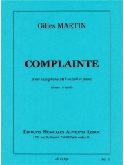 コンプラント（ジル・マルタン） (アルトサックス+ピアノ）【Complainte】