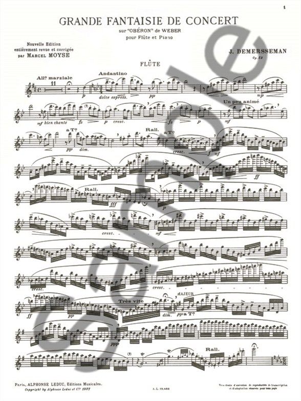 オベロンによるグランド・ファンタジー・Op.52（ジュール＝オーギュスト・ドゥメルスマン） (フルート+ピアノ）【Grande fantaisie  de concert op. 52】 吹奏楽の楽譜販売はミュージックエイト