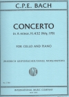 協奏曲・イ短調・H.432（カール・フィリップ・エマヌエル・バッハ）（チェロ+ピアノ）【Concerto in A minor, H. 432 (Wq. 170)】