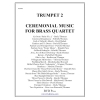 金管四重奏のためのセレモニー・ミュージック (トランペット2) (金管四重奏)【Ceremonial Music for Brass Quartet (tpt 2)】