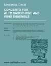 協奏曲（デイヴィッド・マスランカ）（アルトサックス・フィーチャー）（スコアのみ）【Concerto for Alto Saxophone and Wind Ensemble】