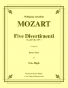 5つのディヴェルティメント・K.229（モーツァルト）（金管三重奏）【Five Divertimenti K. 229】