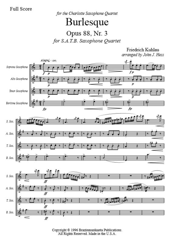 バーレスク・Op.88・No.3（フリードリヒ・クーラウ）（サックス