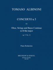 オーボエ協奏曲・a5・イ長調・Op.9/11（トマゾ・アルビノーニ）（オーボエ+ピアノ）【Concerto a 5 in B Op. 9/11】