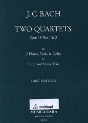 四重奏曲・ハ長調・Op.19・No.1＆ト長調・No.3（ヨハン・クリスティアン・バッハ） (フルート+弦楽三重奏）【Quartets Op. 19 No. 1 in C major and No. 3 in G major】