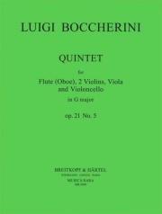 五重奏曲・ト長調・Op.21/5（ルイジ・ボッケリーニ） (フルート+弦楽四重奏）【Quintet in G major Op. 21/5】