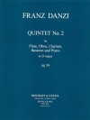 五重奏曲・ニ長調・Ｏｐ.54（フランツ・ダンツィ） (木管四重奏+ピアノ）【Quintet in D major Op. 54】