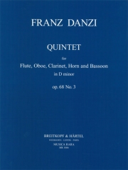 五重奏曲・ニ長調・Ｏｐ.68/3（フランツ・ダンツィ） (木管五重奏）【Quintet in D minor Op. 68/3】