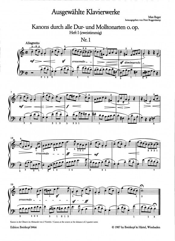 マックス・レーガー・ピアノ曲集・Vol.1 (マックス・レーガー)（ピアノ