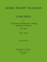 協奏曲・ニ短調・TWV 52:d1 （テレマン）（クラリネット二重奏+ピアノ）【Concerto in D minor TWV 52:d1】