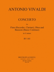 協奏曲・ト短調・RV 103 （アントニオ・ヴィヴァルディ） (木管二重奏+ピアノ）【Concerto in G minor RV 103】