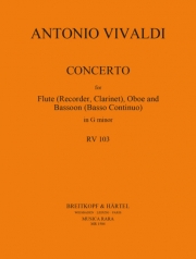 協奏曲・ト短調・RV 103 （アントニオ・ヴィヴァルディ） (木管二重奏+ピアノ）【Concerto in G minor RV 103】