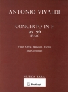 協奏曲・ヘ長調・RV 99（アントニオ・ヴィヴァルディ） (ミックス四重奏+ピアノ）【Concerto in F major RV 99】