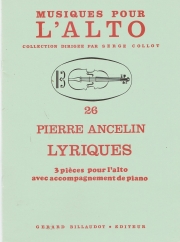 3つの叙情的小品（ピエール・アンスラン）（ヴィオラ+ピアノ）【Lyriques 3 Pieces】
