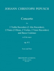 協奏曲・Op.8/1（ヨハン・クリフトフ・ペープシュ） (木管四重奏+ピアノ）【Concerto op. 8/1】