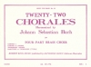 22のコラール（バッハ）（金管四重奏）【22 Chorals】