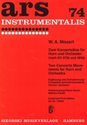 2つの協奏曲（モーツァルト）（ホルン+ピアノ）【Two Concerto Movements】