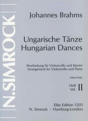 ハンガリー舞曲・Vol.2・No.6-10（ヨハネス・ブラームス）（チェロ+ピアノ）【Hungarian Dances Vol. 2  No. 6-10】