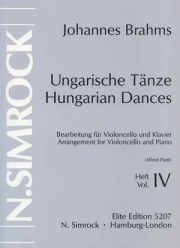 ハンガリー舞曲・Vol.4・No.17-21（ヨハネス・ブラームス）（チェロ+ピアノ）【Hungarian Dances Vol. 4  No. 17-21】