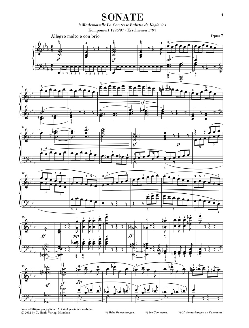 ピアノ・ソナタ第4番・変ホ長調・Op.7（ベートーベン）（ピアノ