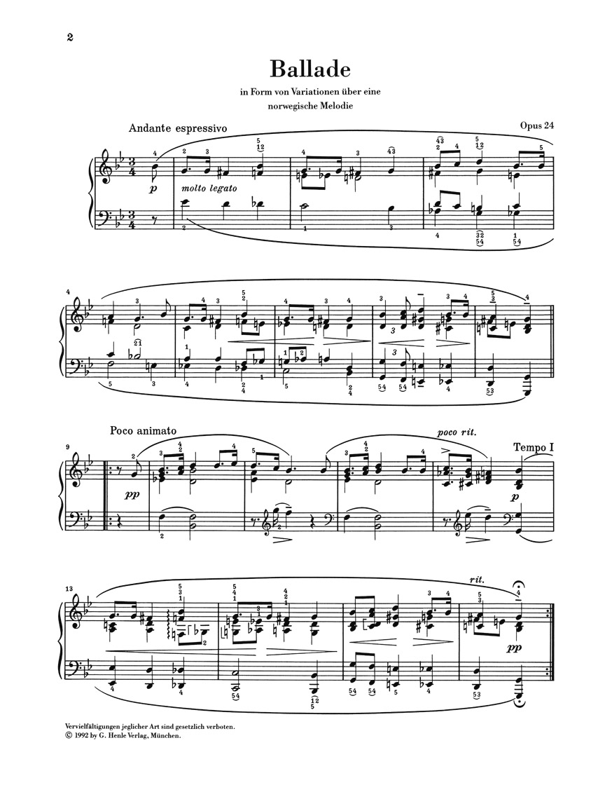 バラード Op 24 エドヴァルド グリーグ ピアノ Ballade Op 24 吹奏楽の楽譜販売はミュージックエイト
