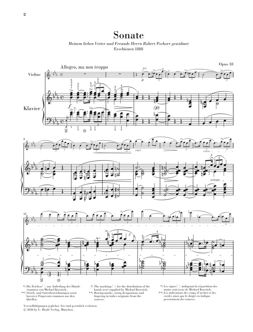 ヴァイオリン・ソナタ・変ホ長調・Op.18 (リヒャルト・シュトラウス)（ヴァイオリン+ピアノ）【Violin Sonata in E-Flat  Major, Op. 18】 - 吹奏楽の楽譜販売はミュージックエイト
