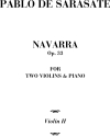 ナバーラ・Op.33 （パブロ・デ・サラサーテ）(ヴァイオリン二重奏+ピアノ）【Navarra Opus 33】