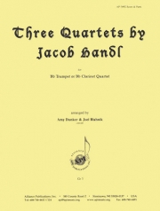 3つの四重奏曲（ヤーコプ・ハンドル）（クラリネット四重奏）【Three Quartets by Jacob Handl】