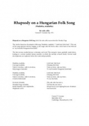 ハンガリー民謡による狂詩曲（カーソン・クーマン）（チェロ）【Rhapsody on a Hungarian Folk Song】