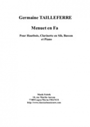 メヌエット・ヘ長調（ジェルメーヌ・タイユフェール）（木管三重奏+ピアノ）【Menuet en Fa】