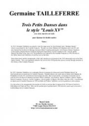 3つの小舞曲（ジェルメーヌ・タイユフェール）（木管四重奏）【Trois Petits Danses dans le style 'Louis XV'】