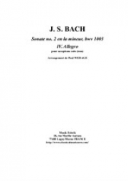 アレグロ「ソナタ・No.2・イ短調・BWV.1003」より（バッハ）（アルトサックス）【Allegro from the Sonata No.2 in A Minor, BWV 1003】