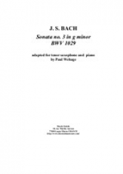 ヴィオラ・ダ・ガンバ・ソナタ・No.3・ト短調・BWV 1029（バッハ）（テナーサックス+ピアノ）【'Viola da Gamba' Sonata No.3 in G Minor BWV 1029】